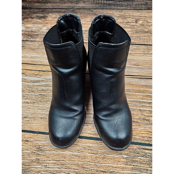 Rampage MOOSY Womens 10 M Black Ankle Wedge Boot Booties Elastic Patch Vegan - Picture 3 of 12